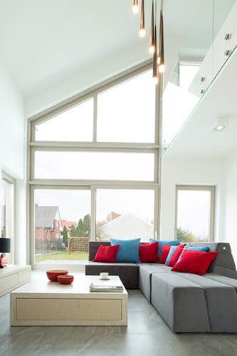 Corner sofa and color cushions