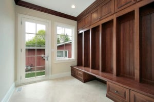 Mudroom with wood cabinetry